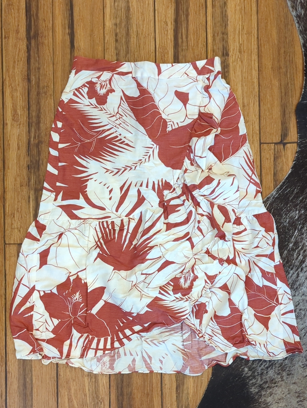 Madewell Rust and Cream Printed Skirt